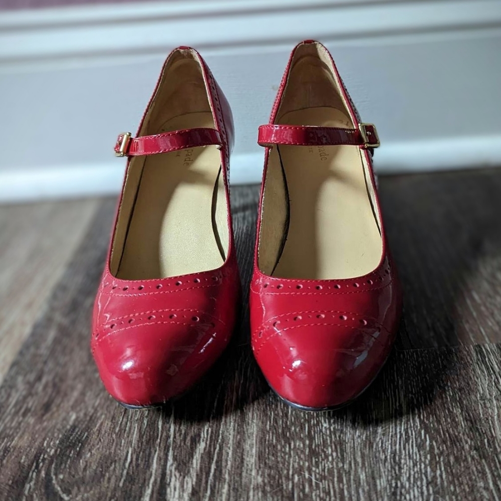 Kate Spade cherry red patent leather Mary Jane shoes size 7